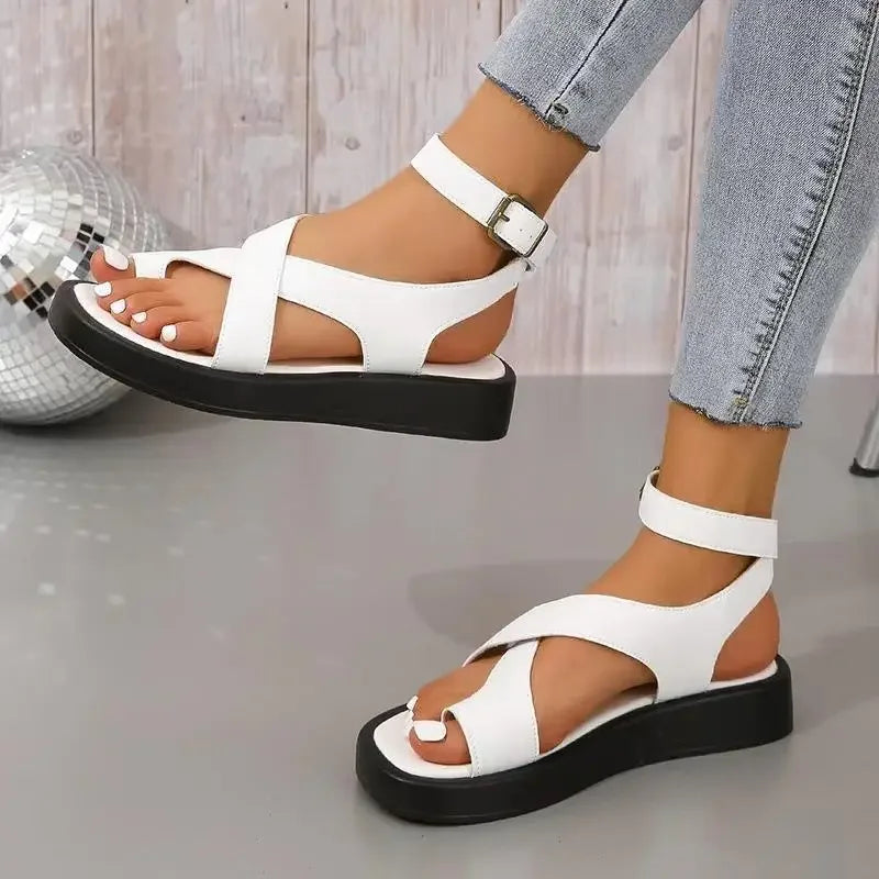 Rachel | Crossover Strap Flat Sandals