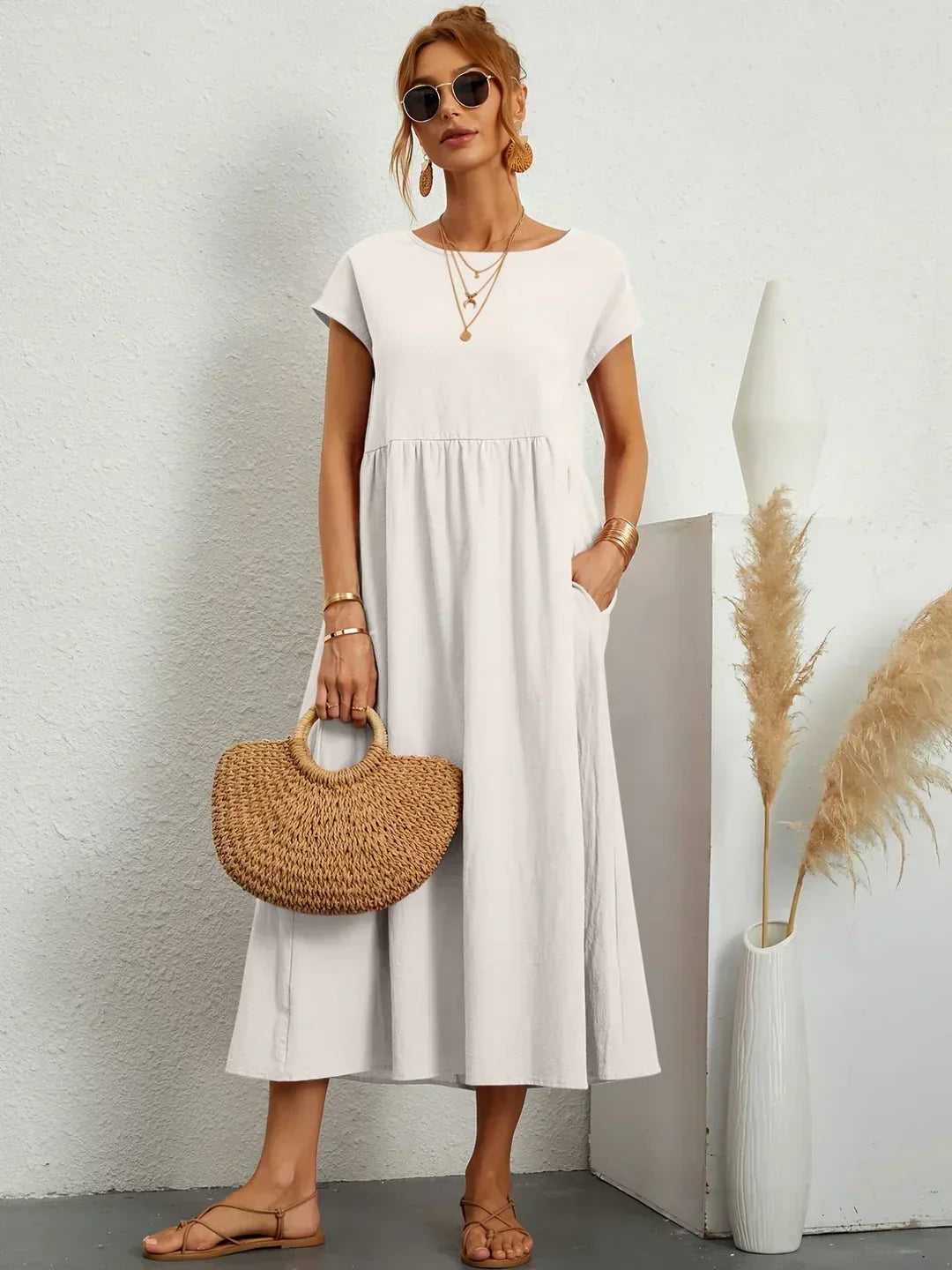 Gabrielle — Flowing Midi Dress with Timeless Elegance