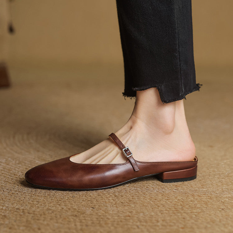 Audrey | Mary Jane Leather Mules
