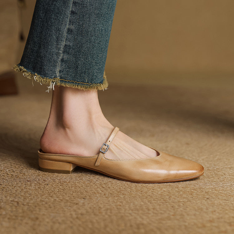Audrey | Mary Jane Leather Mules