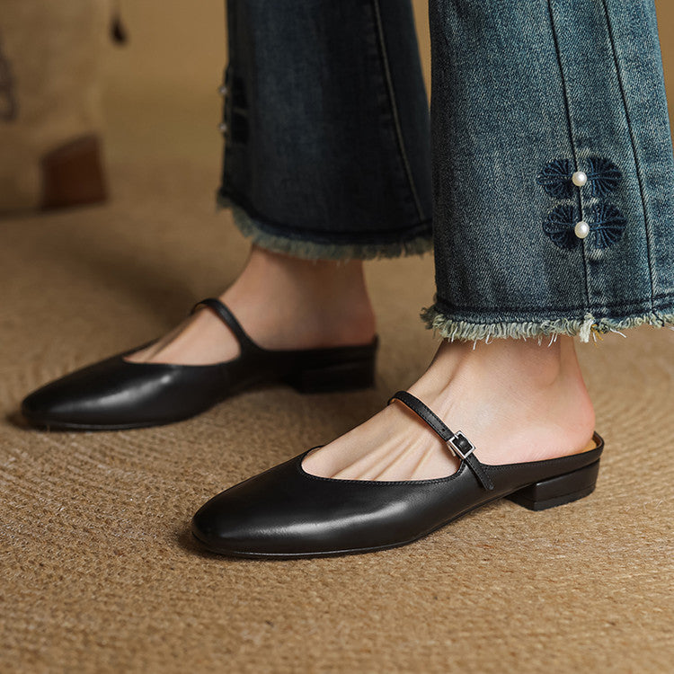 Audrey | Mary Jane Leather Mules
