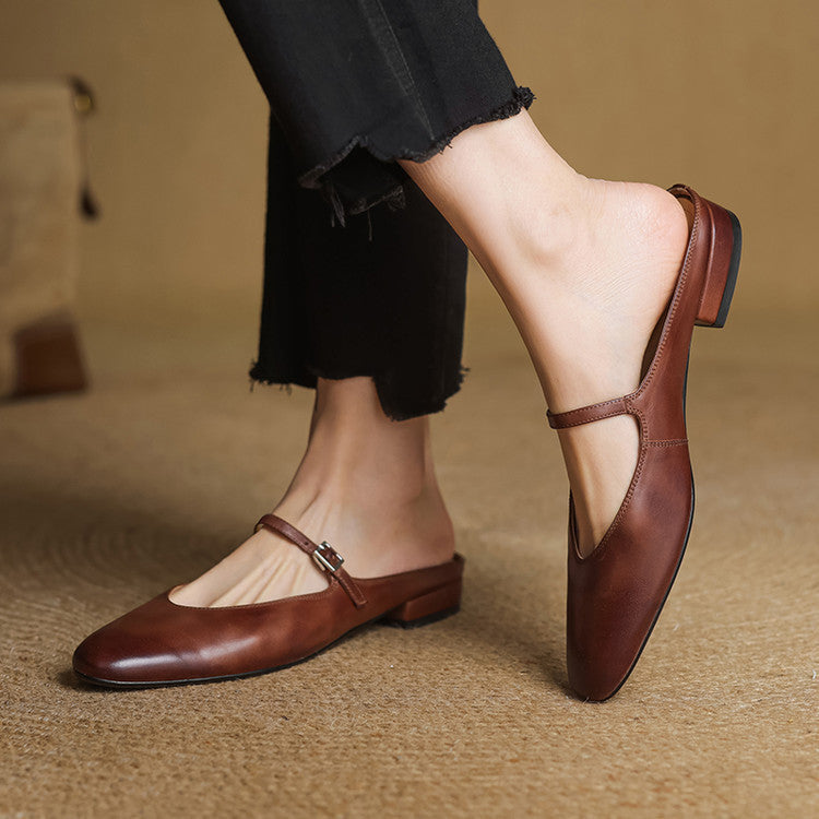 Audrey | Mary Jane Leather Mules