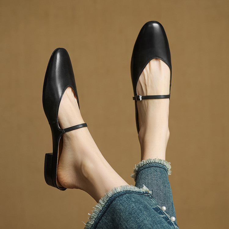 Audrey | Mary Jane Leather Mules