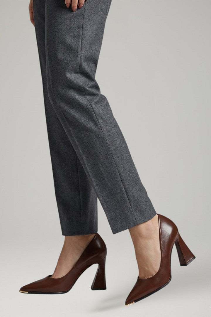 Women's Leather Shoes with Pointed Toe and Slip On