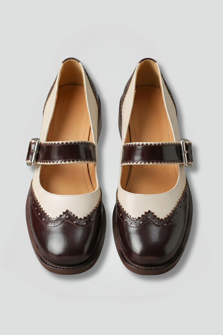 Women's Mary Jane Shoes with Two Tone Panels for Everyday Wear