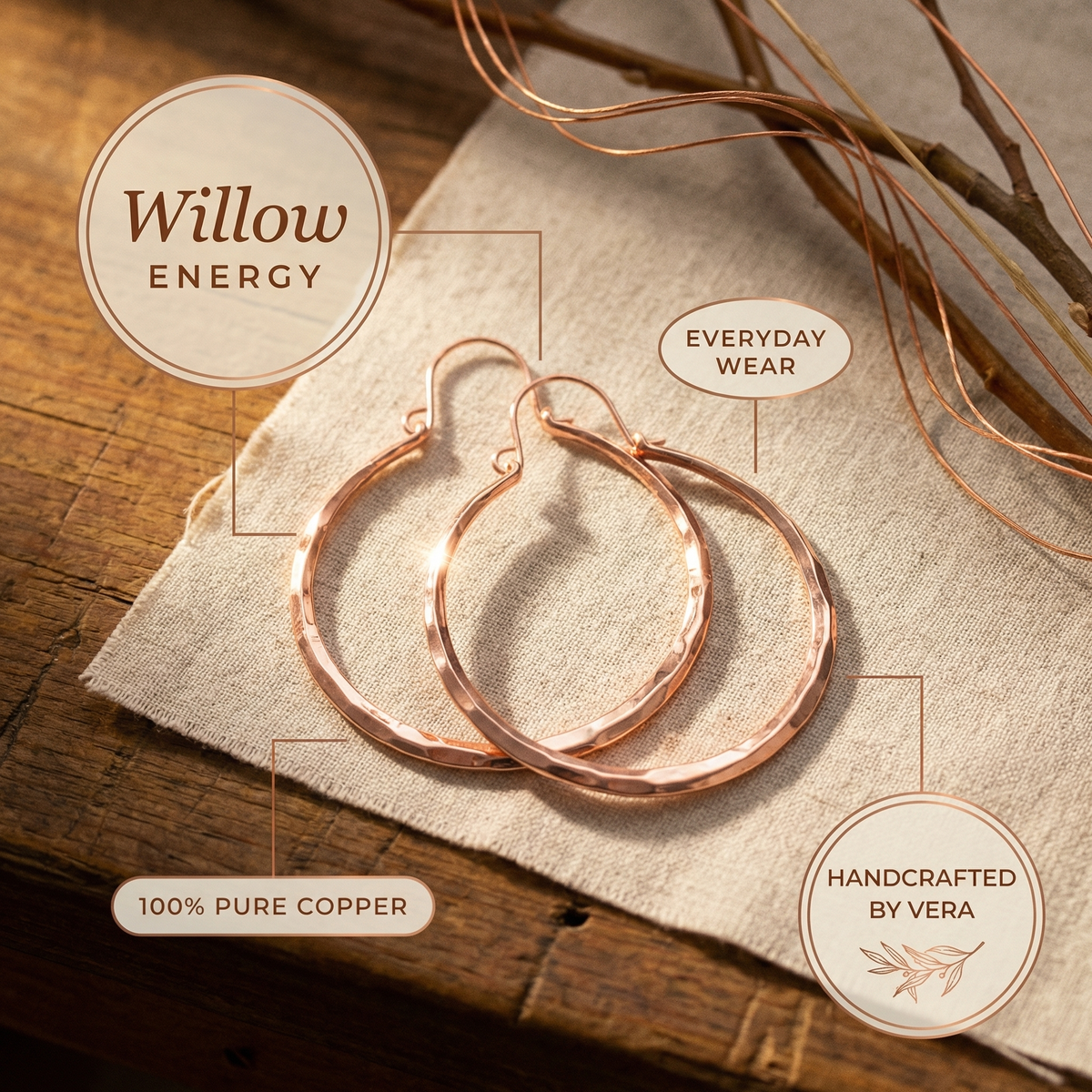 Hester's Willow Copper Earrings