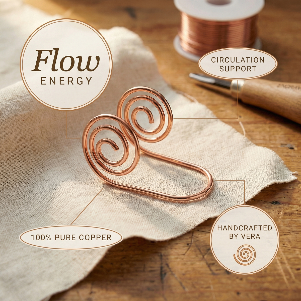 Hester's Flow Copper Hand Spiral