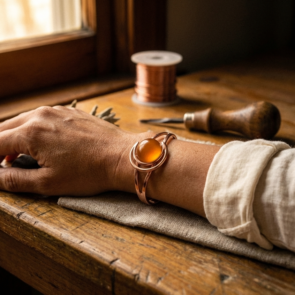 Hester's Sphere Orange Copper Bracelet