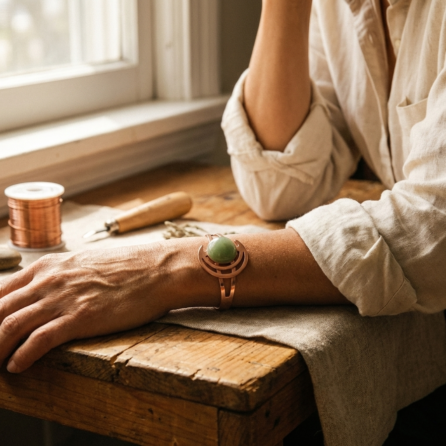 Hester's Sphere Green Copper Bracelet