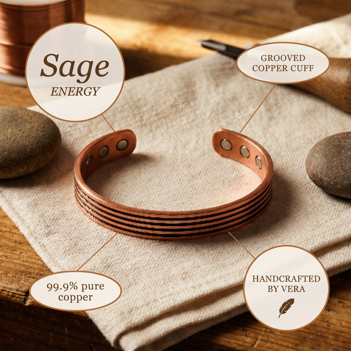Hester's Sage Copper Bracelet