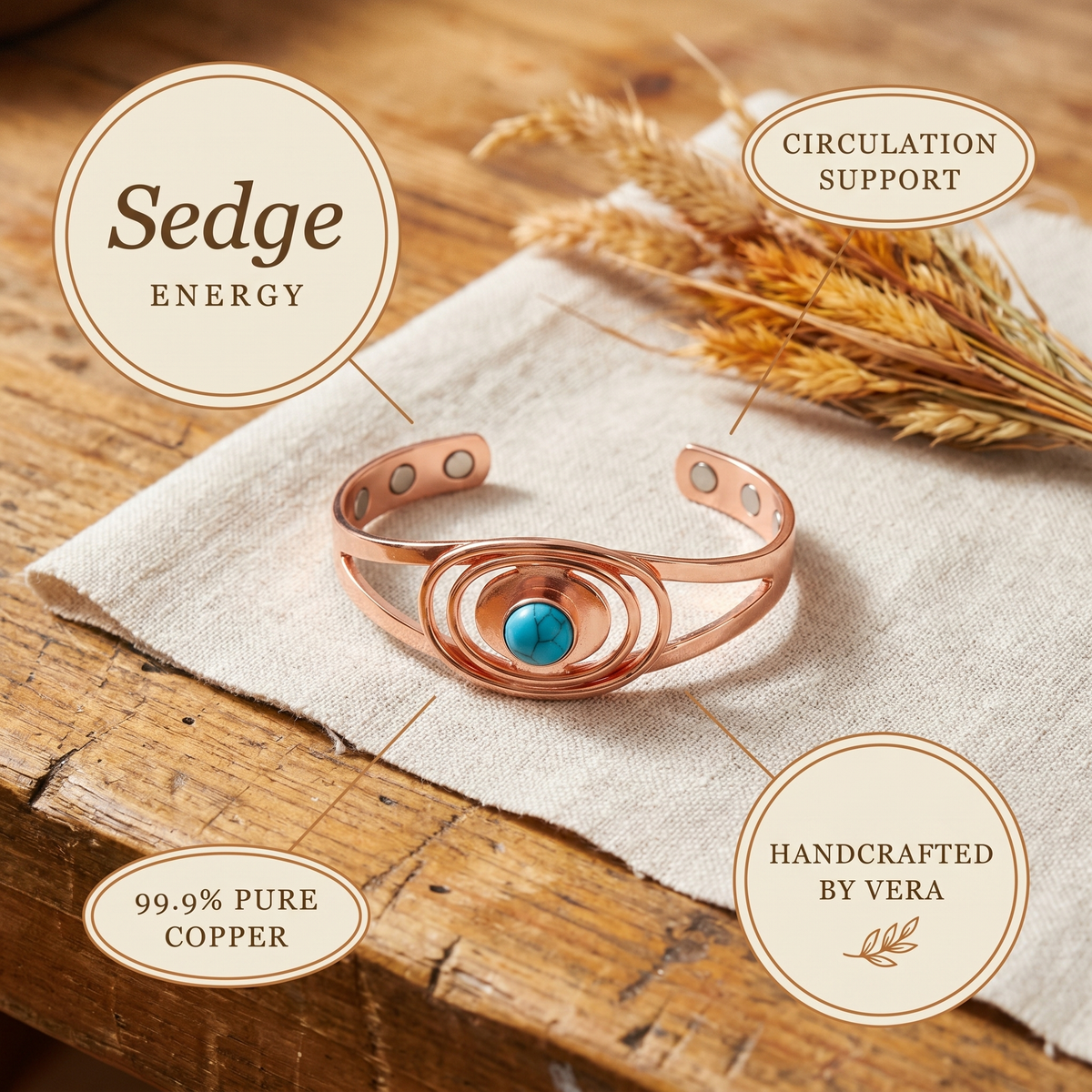 Hester's Sedge Copper Bracelet