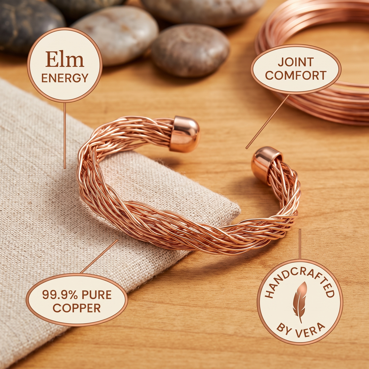 Hester's Elm Copper Cuff Bracelet