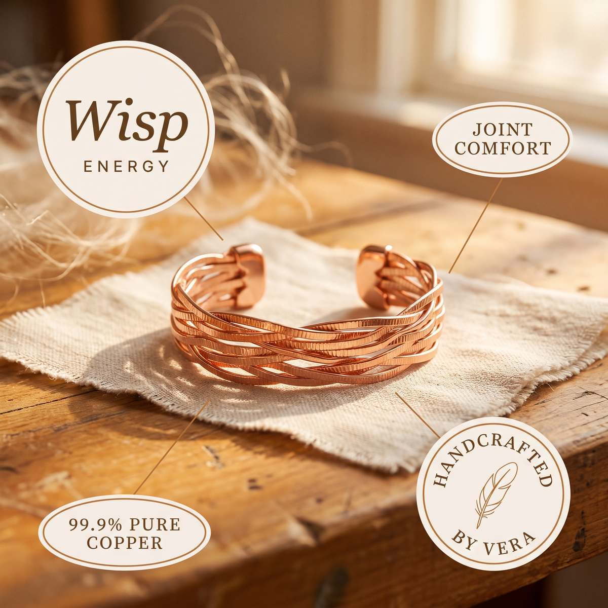 Hester's Wisp Copper Bracelet