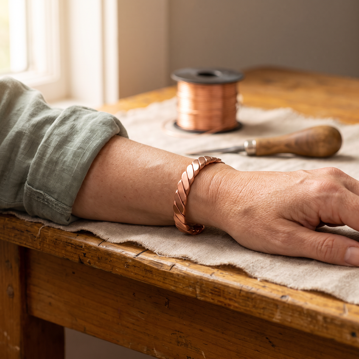 Hester's Moss Copper Bracelet