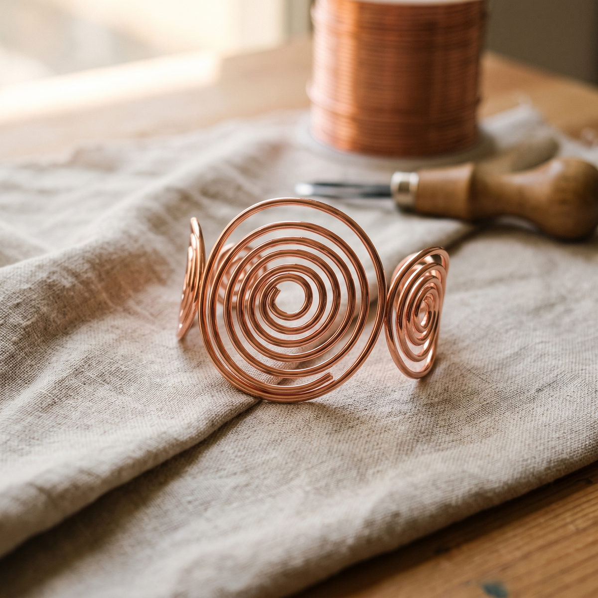 Hester's Spiral Copper Bracelet