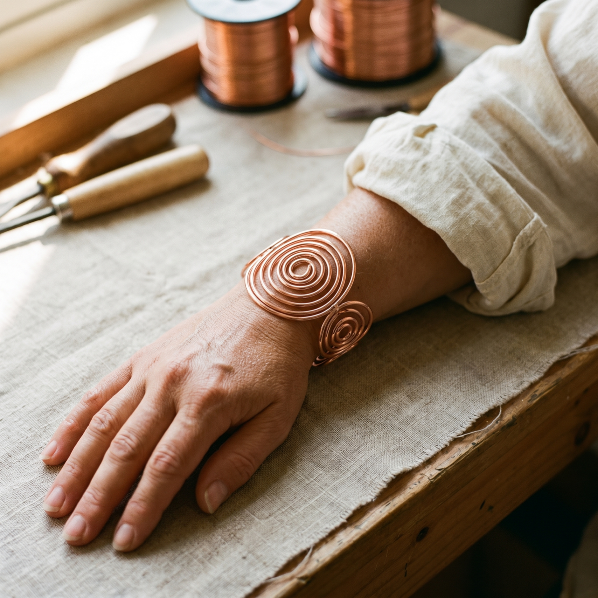 Hester's Spiral Copper Bracelet