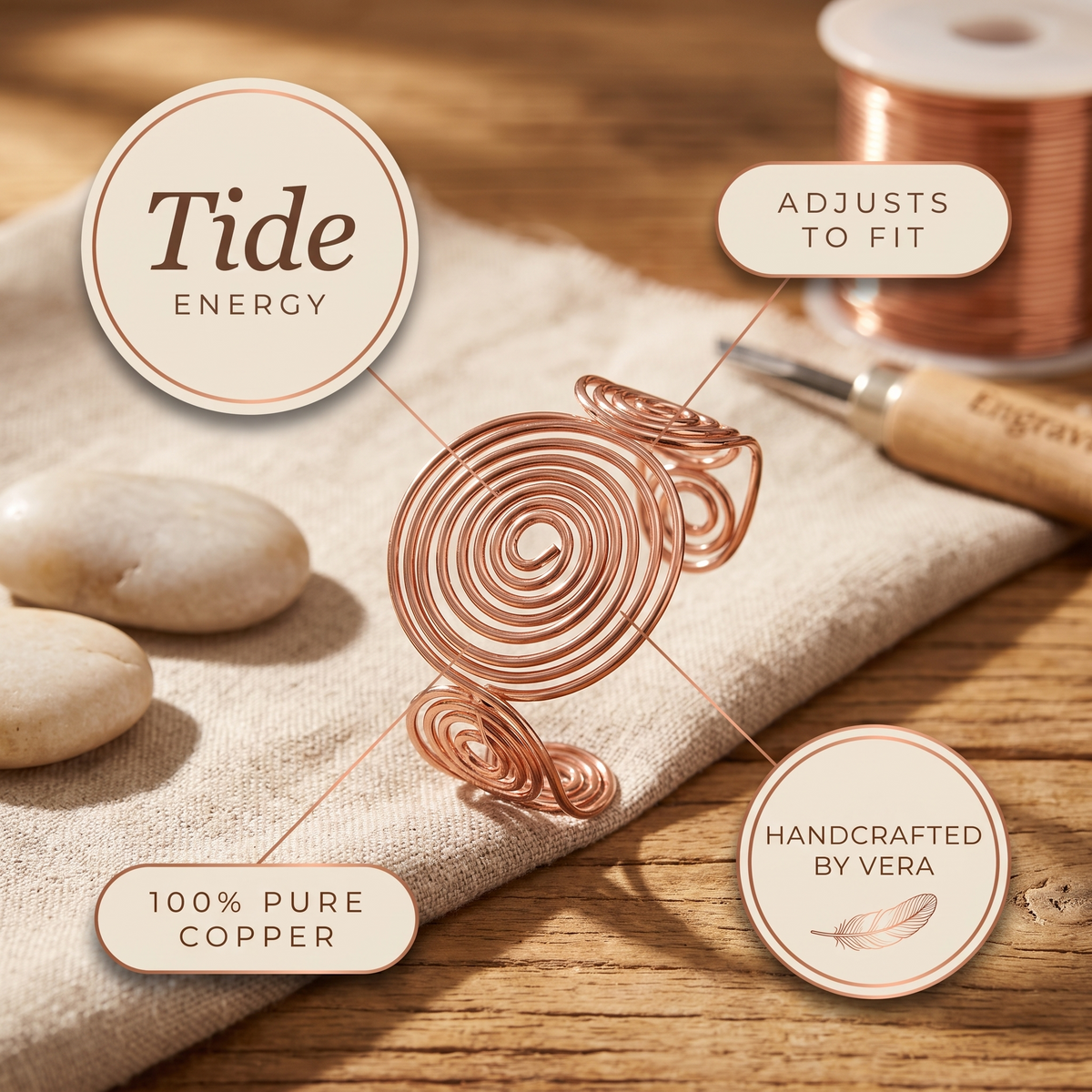 Hester's Spiral Copper Bracelet